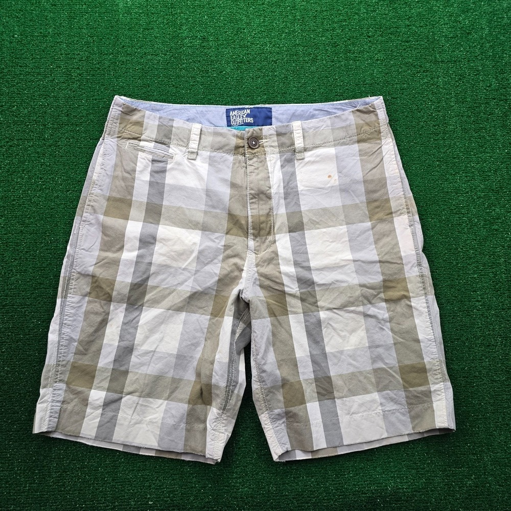 American Eagle Outfitters Classic Plaid Flat Front Shorts Mens 36 Summer Casual